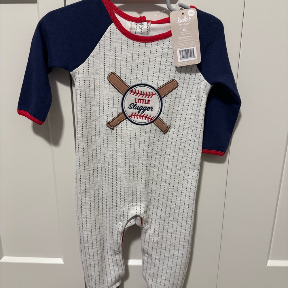 Baby Starters Navy and White Little Slugger Footie